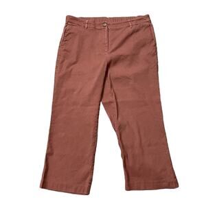 J. Jill Luxe Linen Stretch Straight Leg Crop Pants Rust Red Oak Women's Size 16